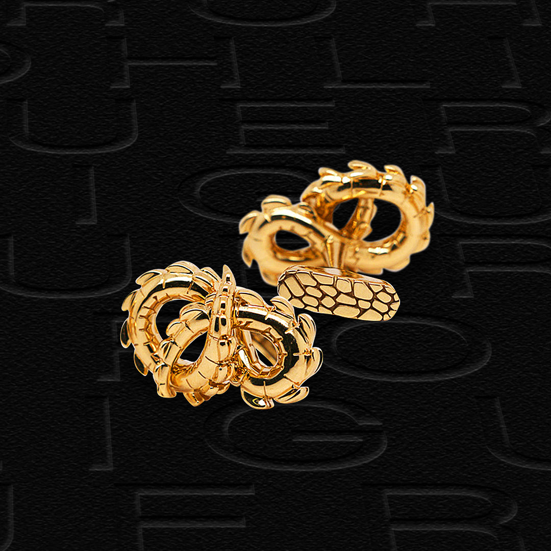 Lovers croc Tail cufflinks in 18ct Yellow Gold