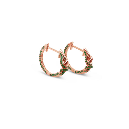 Double Knot Emerald Huggies in 18ct Rose Gold