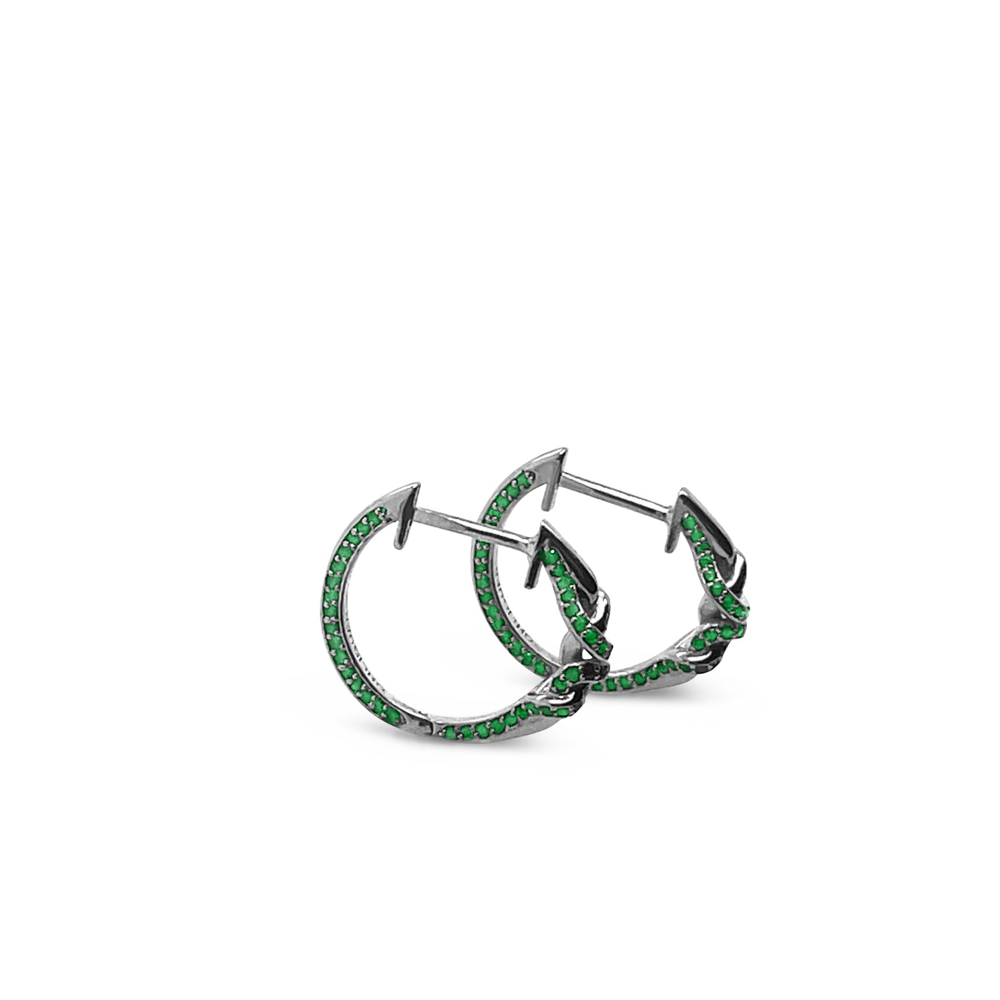 Double Knot Emerald Huggies in 18ct White Gold