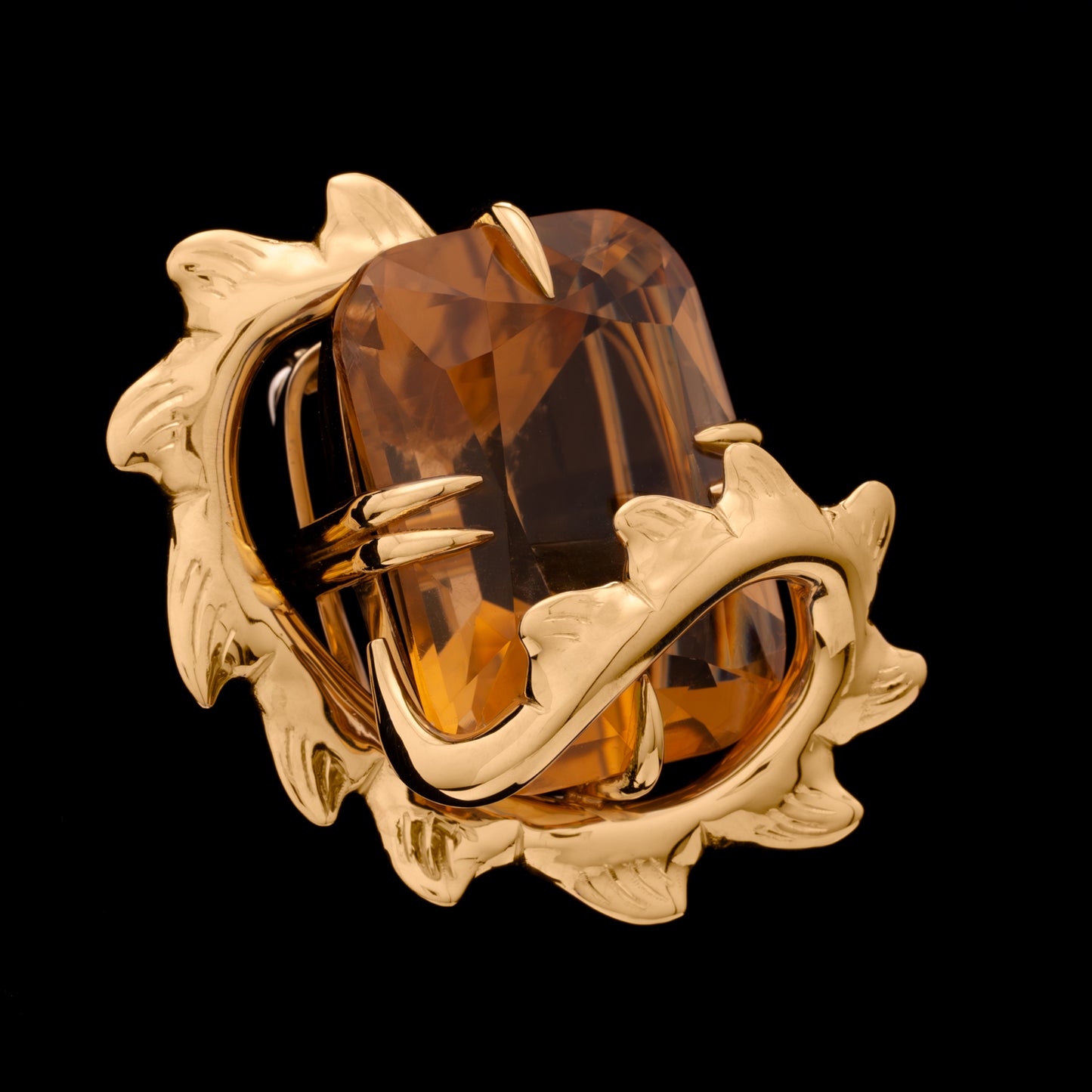 30ct Golden Citrine Croc Brooch Pendant