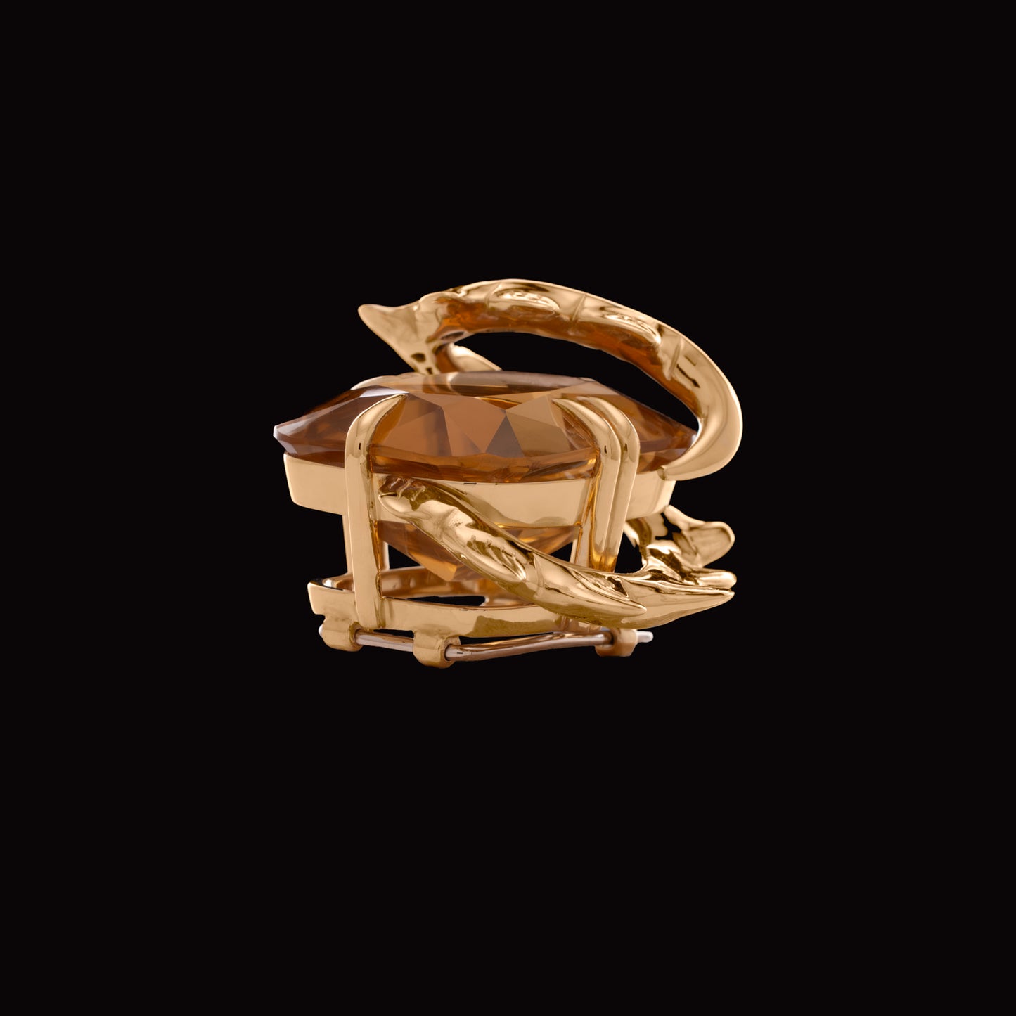 30ct Golden Citrine Croc Brooch Pendant