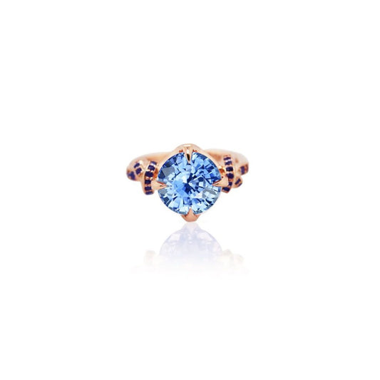 Forget Me Knot ring with Ceylon Sapphires in 18ct rose gold