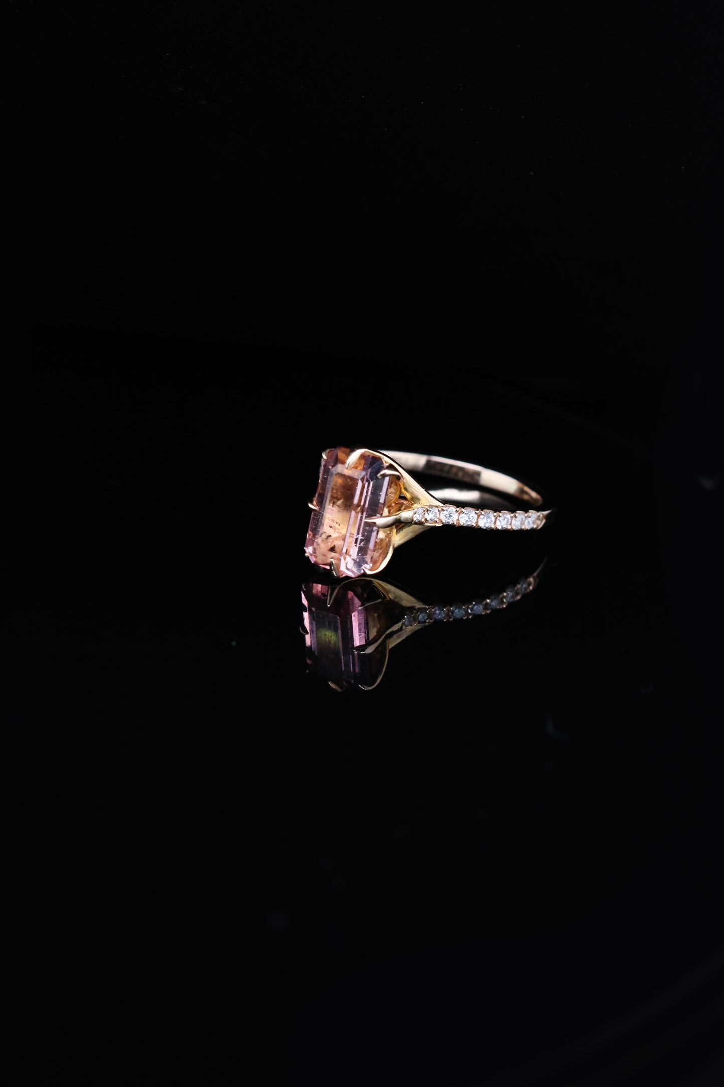 One of a Kind 2.06ct Blush Pink Tourmaline and diamond ring in 18ct rose gold