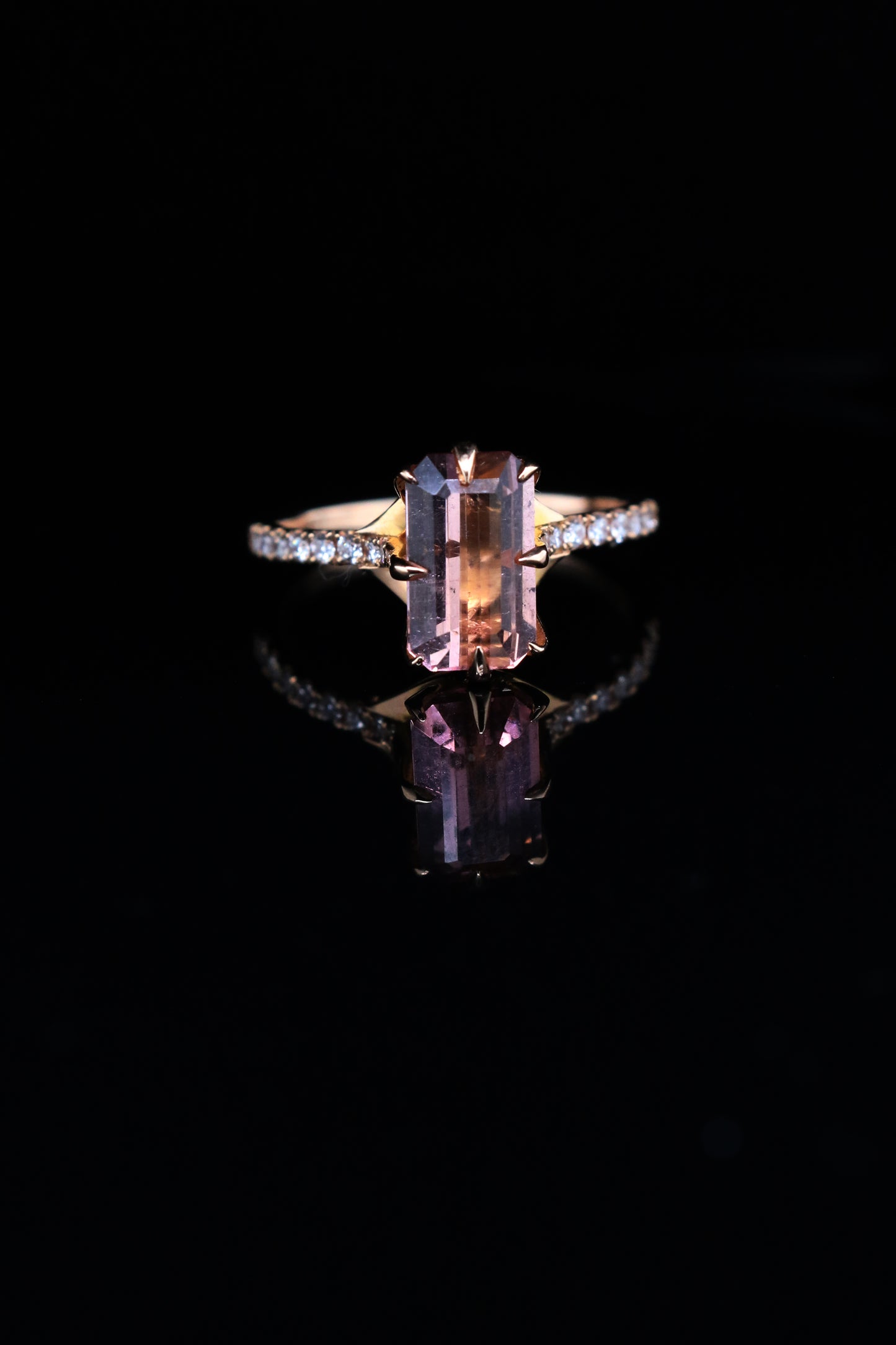 One of a Kind 2.06ct Blush Pink Tourmaline and diamond ring in 18ct rose gold