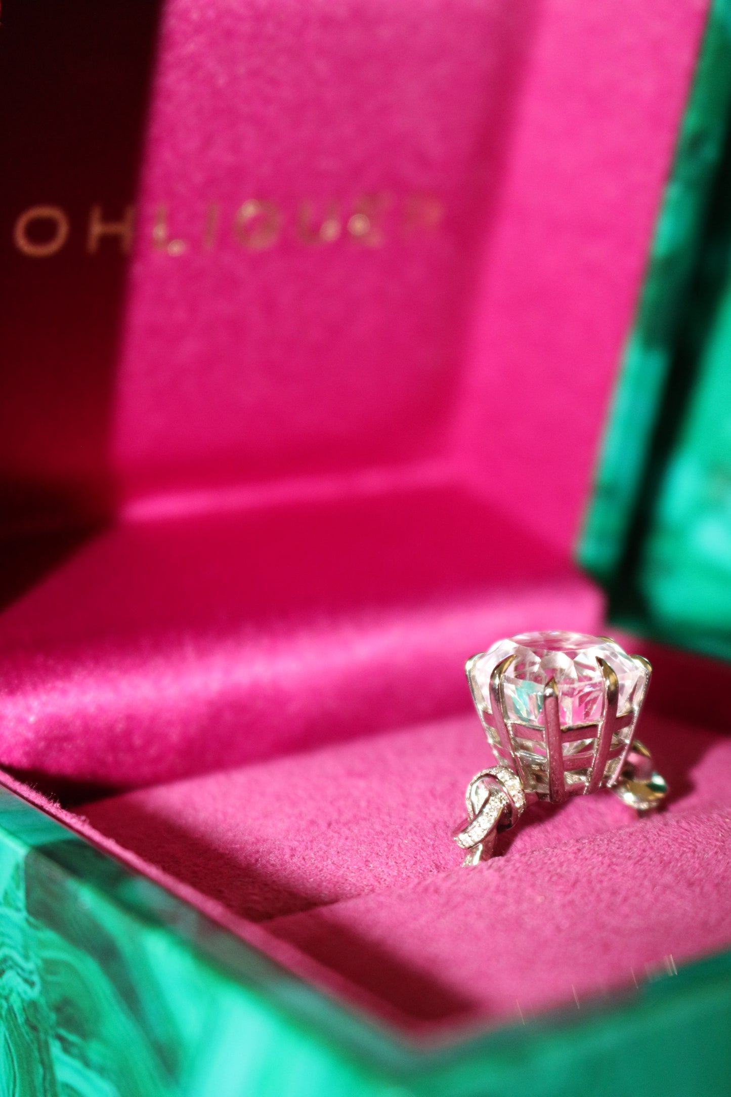 5ct Forget Me Knot Kunzite and Diamond ring in 18ct White Gold