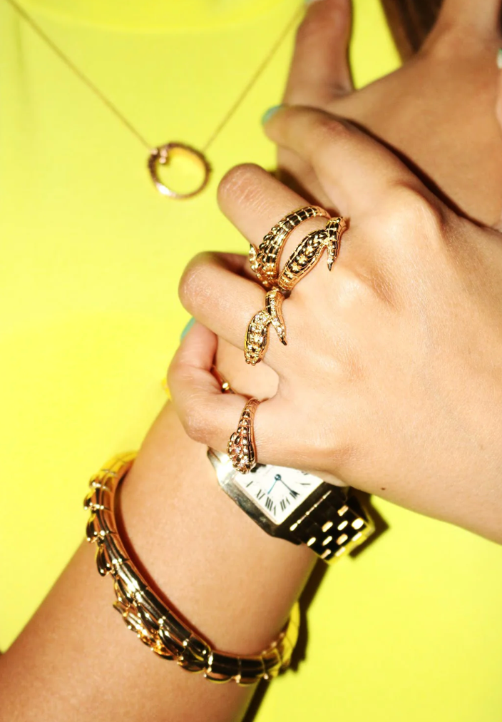 Croc Tail ring in 18ct Yellow Gold with Yellow diamonds
