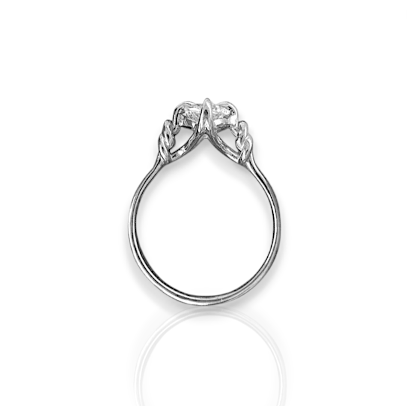 1.5ct Old European Cut Diamond Reef Knot ring in 18ct White Gold