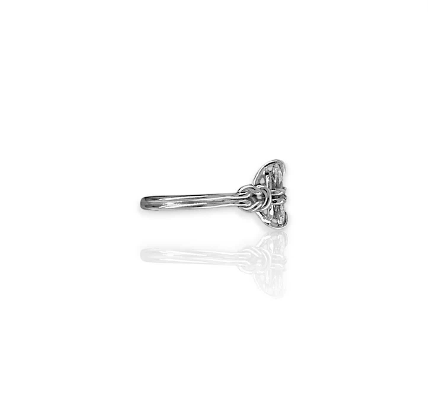 1.5ct Old European Cut Diamond Reef Knot ring in 18ct White Gold