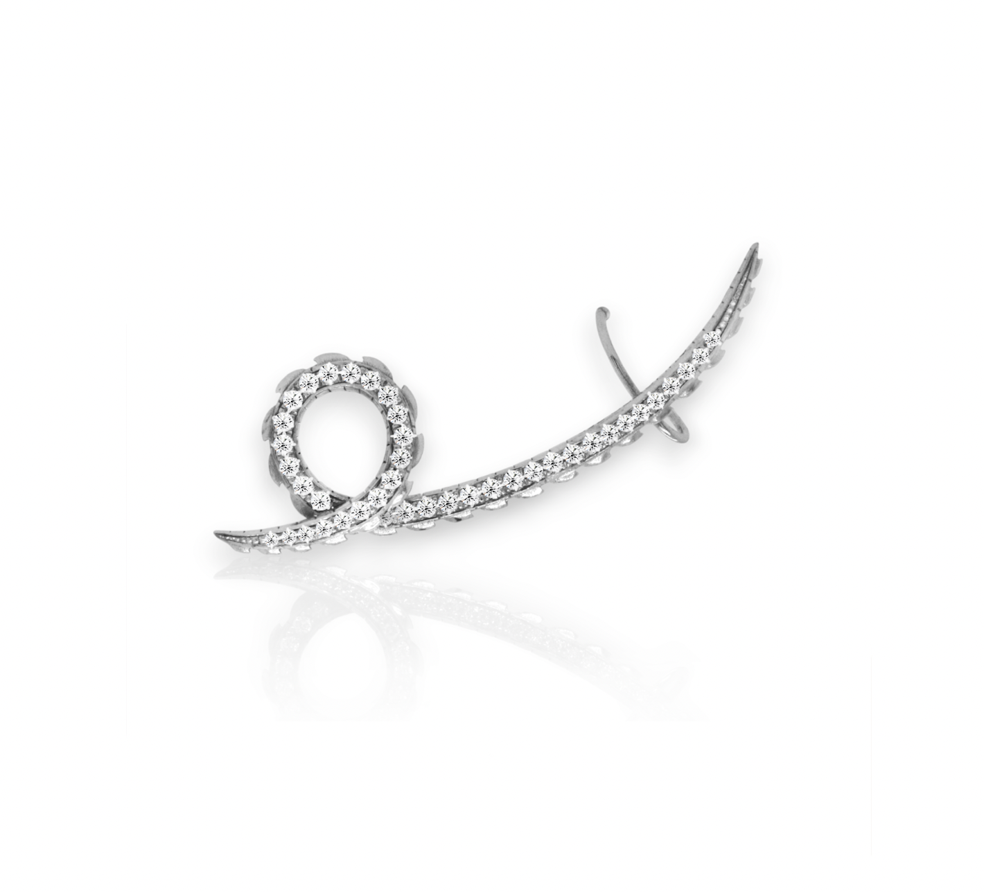 One of a Kind Croc Tail Full Ear Cuff with Diamonds in 18ct White Gold