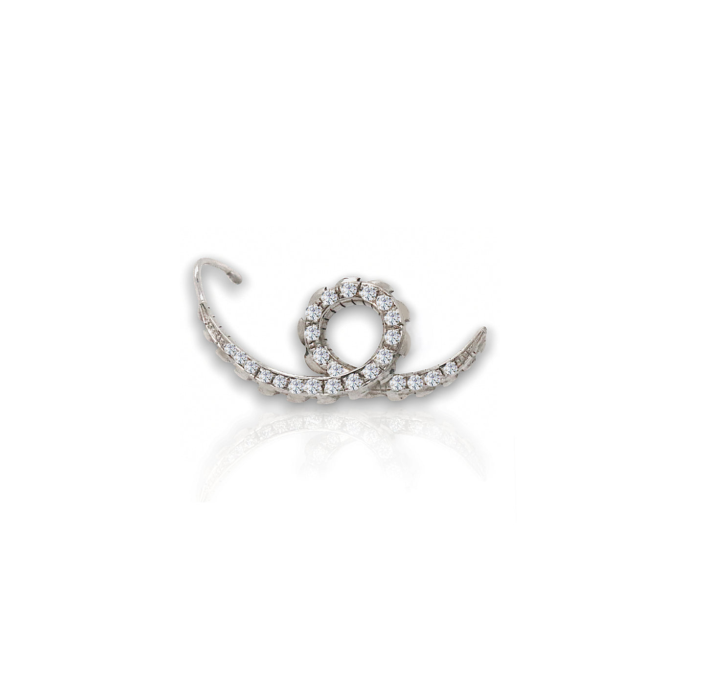 One of a Kind Croc Tail Ear Cuff with Diamonds in 18ct White Gold