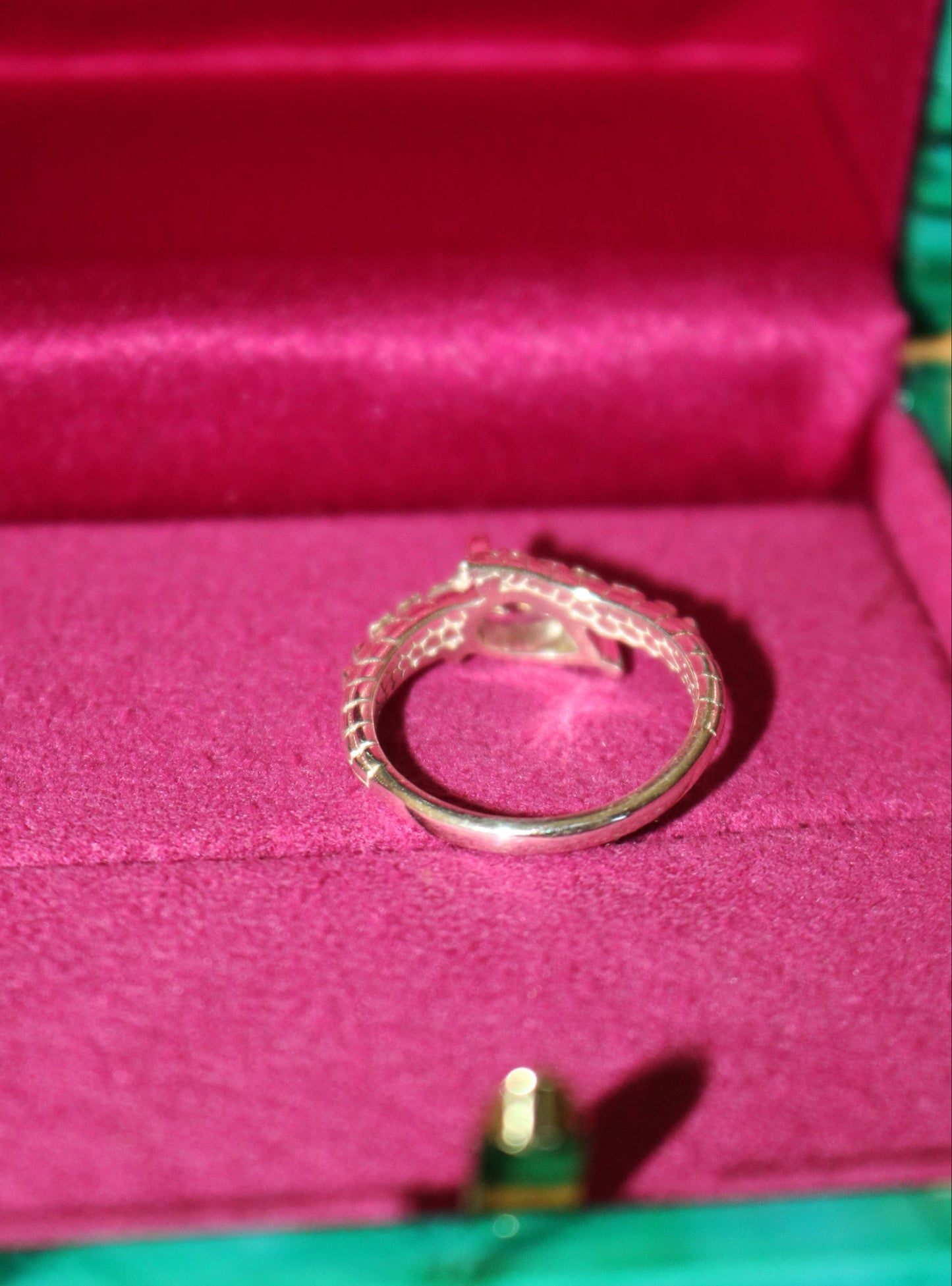 Croc Tail Ring with Pear Cut Diamond in 18ct White Gold