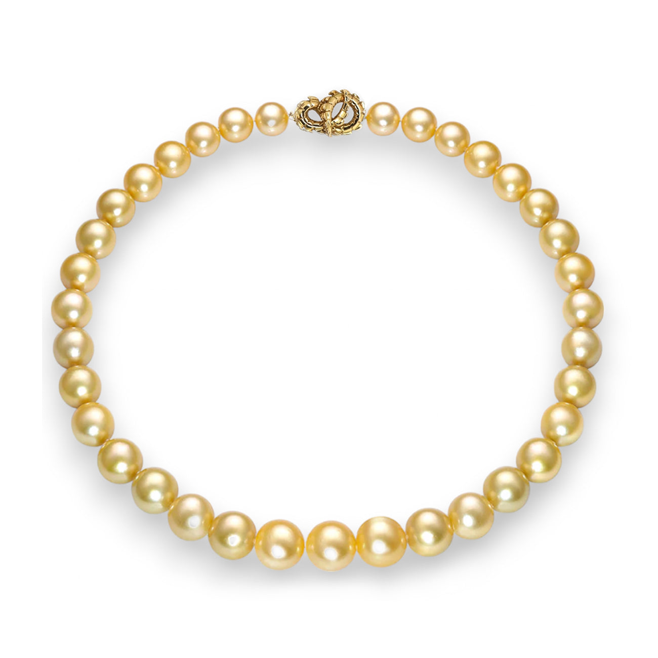 Lover's Croc Pearl Collar with Golden South Sea Pearls & Yellow Diamonds