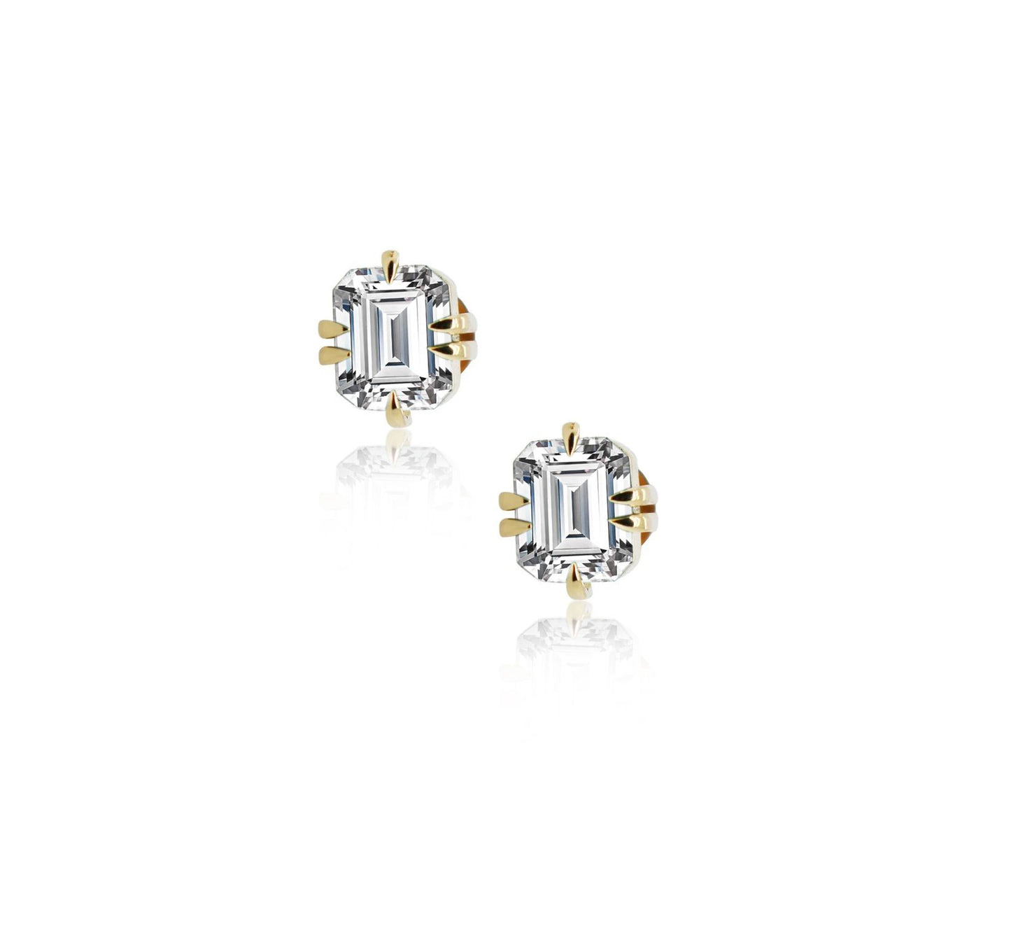 Bold Icon Emerald cut diamond studs in 18ct yellow gold