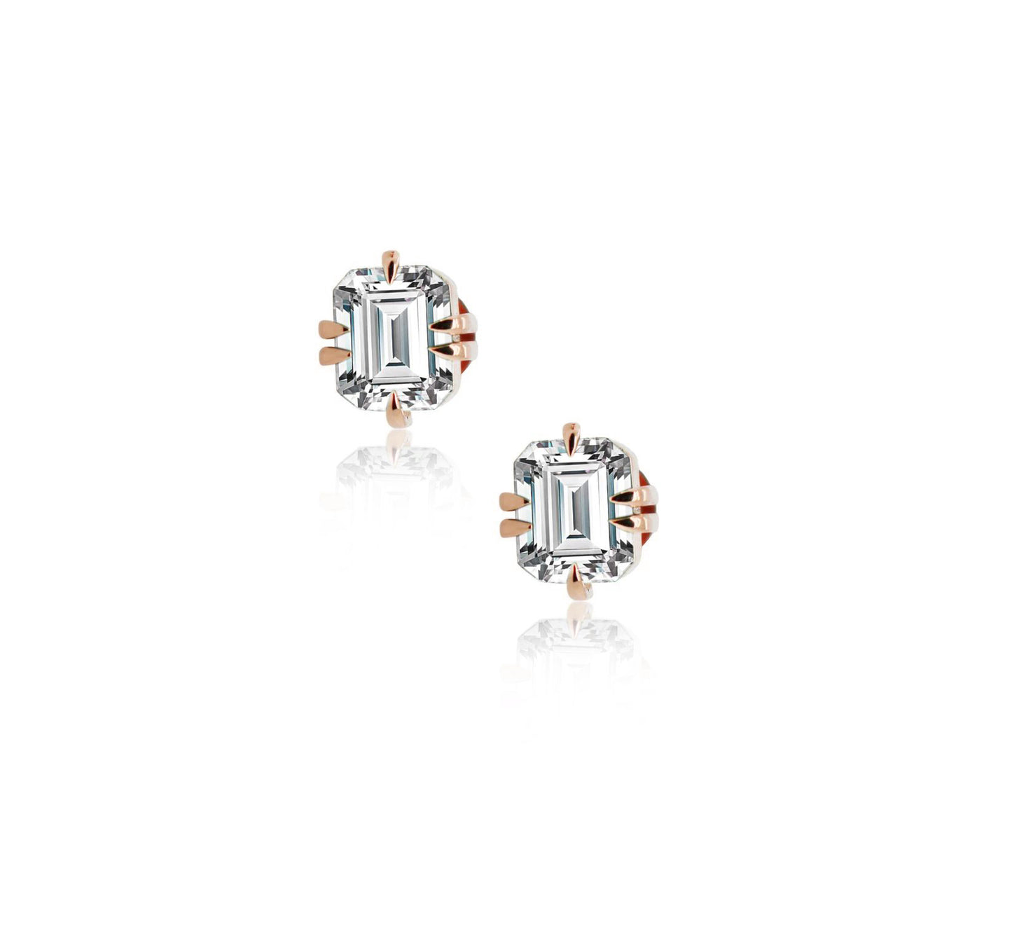 Bold Icon Emerald cut diamond studs in 18ct rose gold