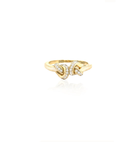Diamond Double Love Knot ring in 18ct Yellow Gold