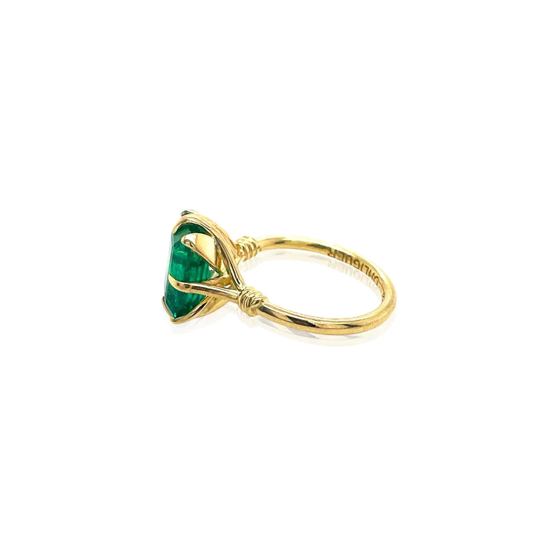 One of a Kind 2ct Forget Me Knot Emerald ring with Petals