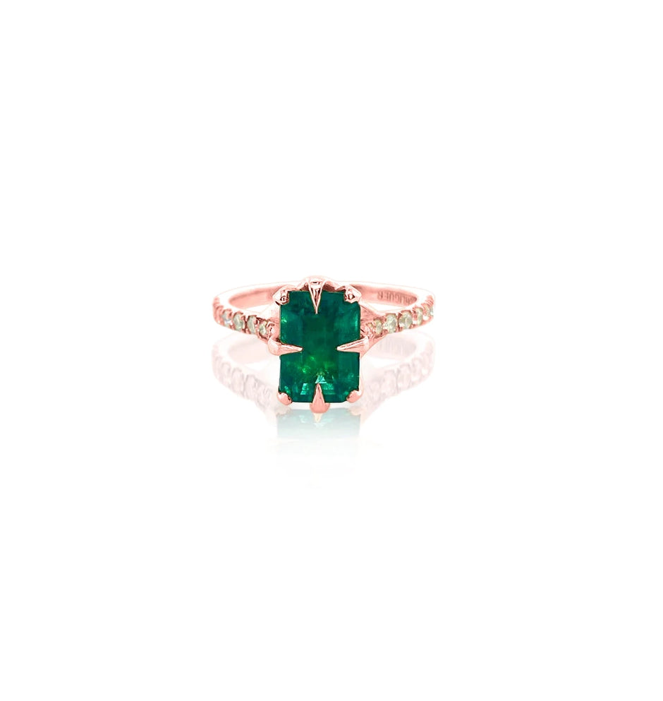 One of a Kind 3.30ct Emerald and diamond ring in 18ct rose gold