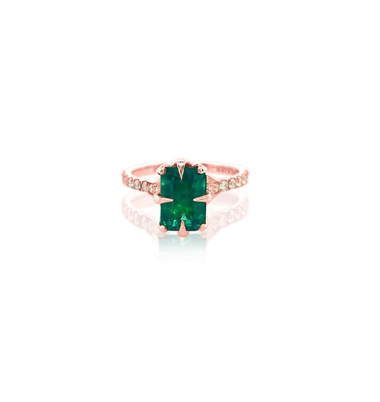 3.30ct Emerald and diamond ring in 18ct rose gold
