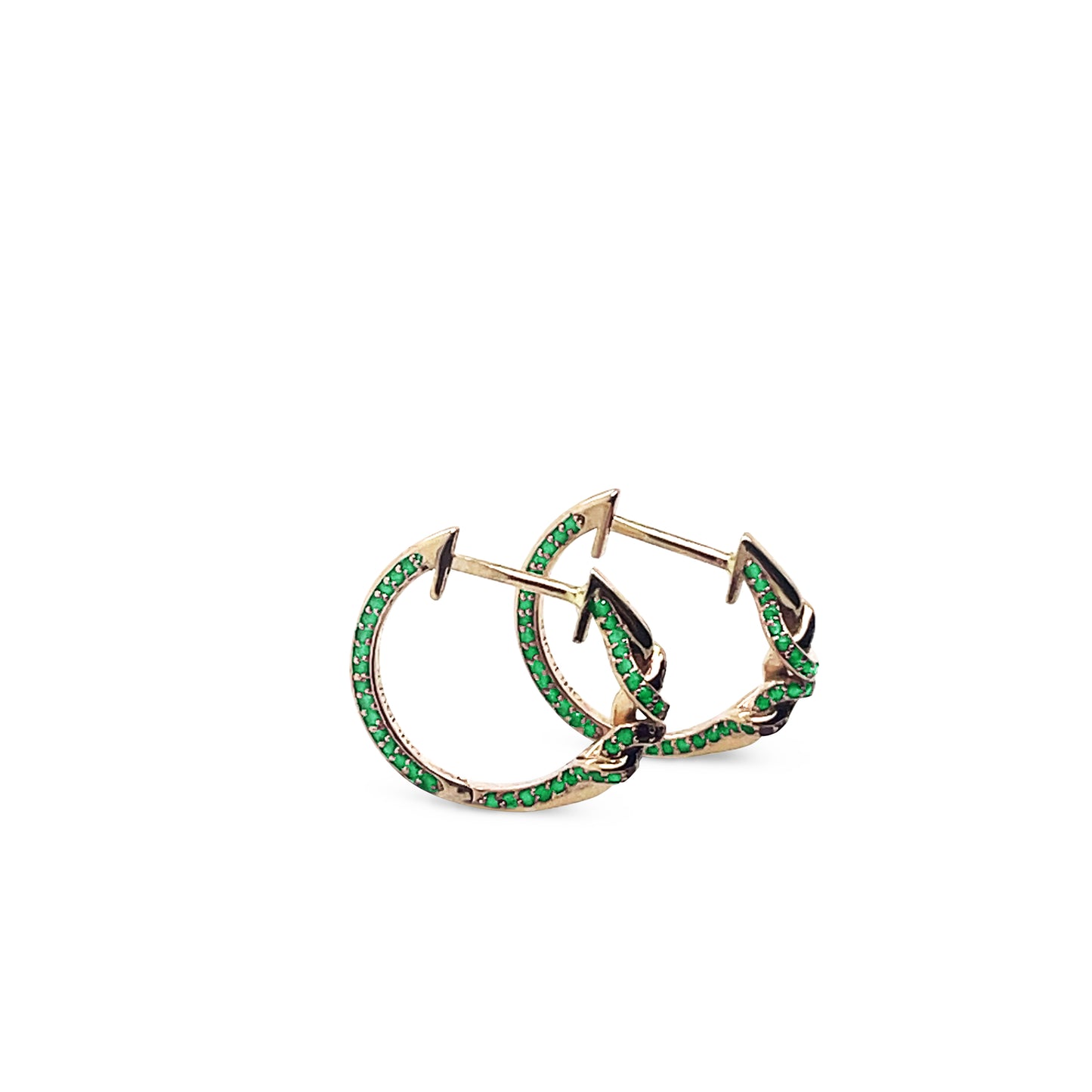 Double Knot Emerald Huggies in 18ct Yellow Gold