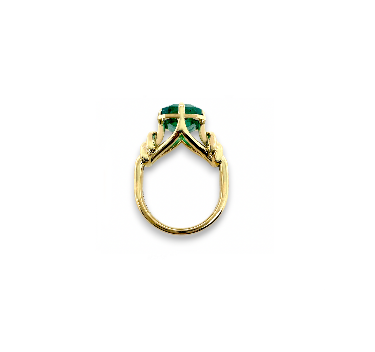 Emerald Chunky Reef Knot Ring in 18ct Yellow Gold