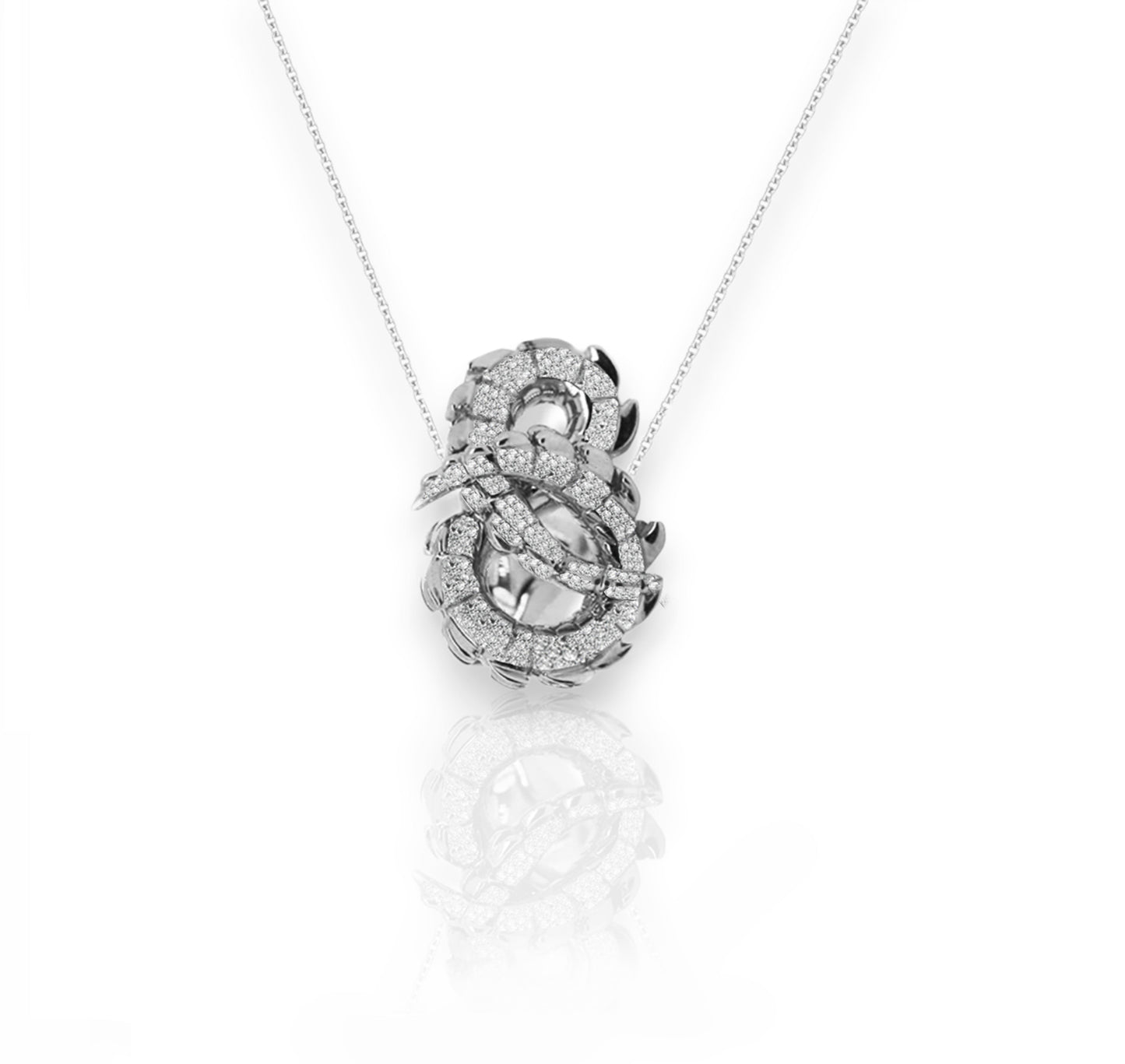 Lover's Croc Tail Necklace Vertical in Diamonds and 18ct White Gold