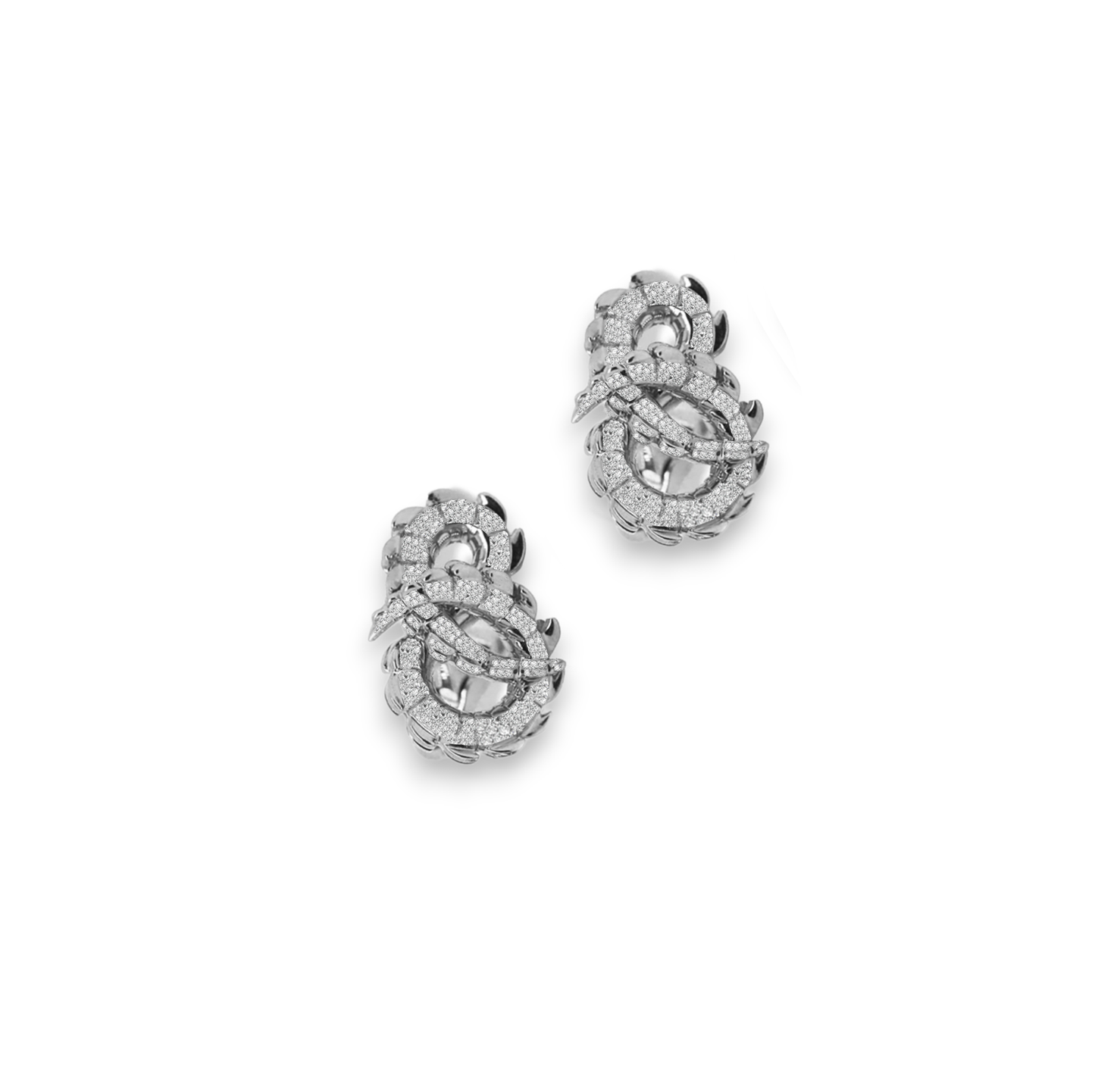 Lovers Croc Tail earrings in Diamonds and 18ct white gold