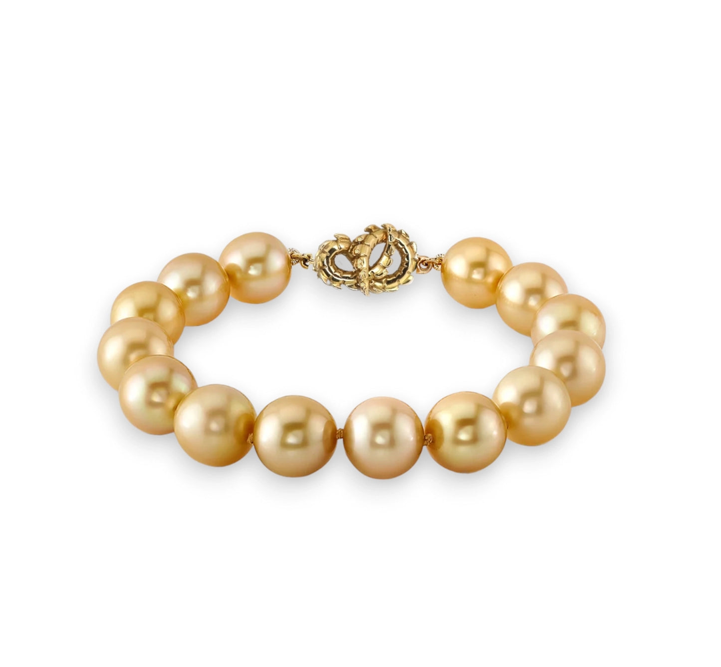 Lover's Croc Tail Cuff with Golden South Sea Pearls in 18ct Yellow Gold & Yellow Diamonds