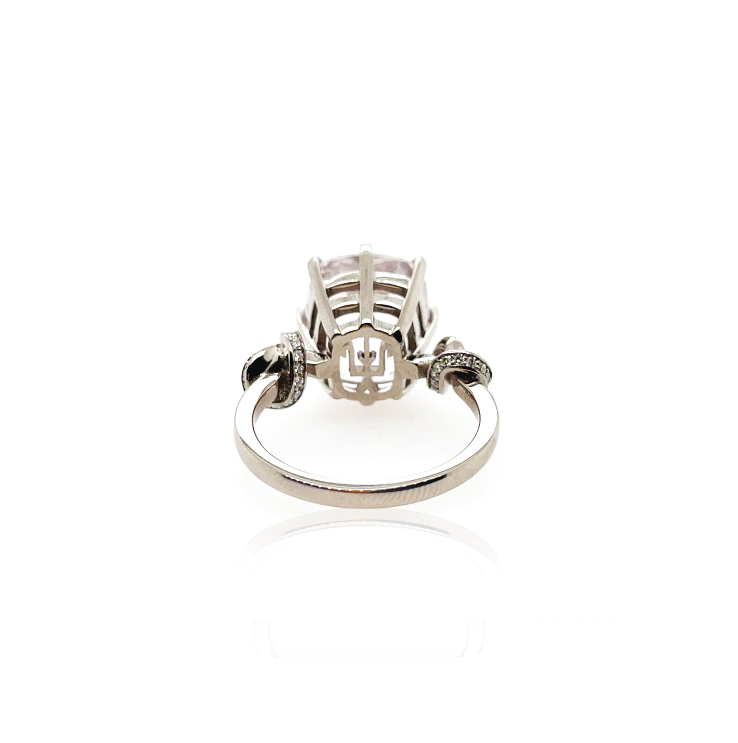 5ct Forget Me Knot Kunzite and Diamond ring in 18ct White Gold