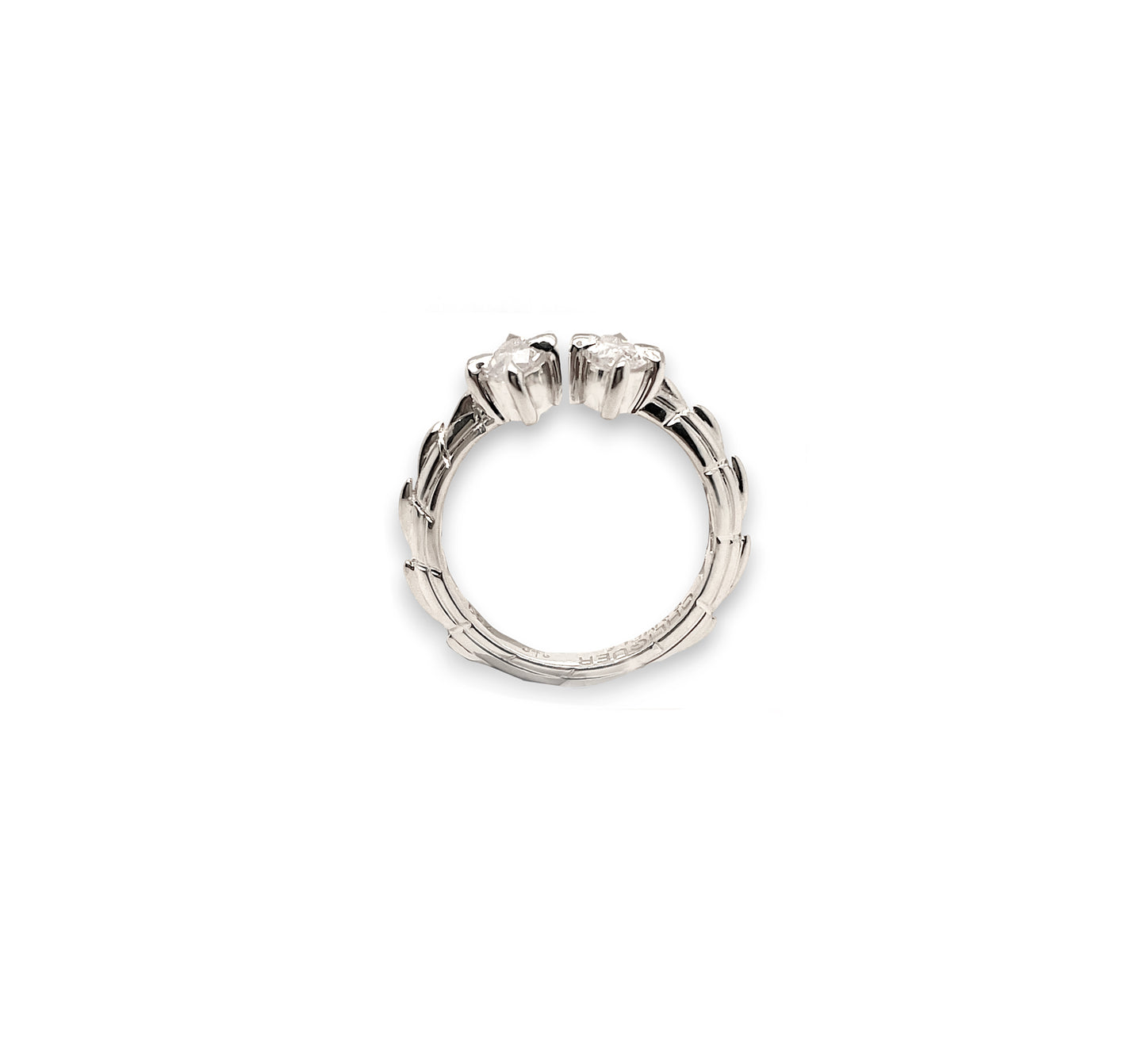 Toi E Moi Croc Tail Ring With Twin Marquis Cut Diamonds in 18ct White Gold