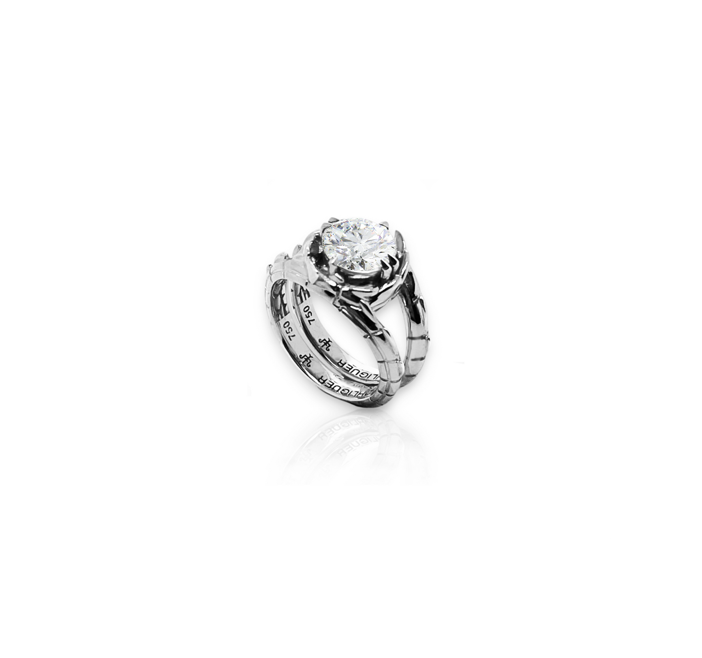 Croc Tail Eclipse Ring With Round Brilliant Cut Diamond