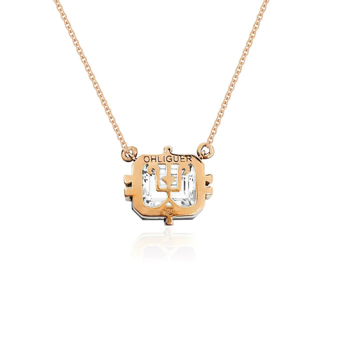 Bold Emerald cut Diamond Icon pendant in 18ct Rose Gold