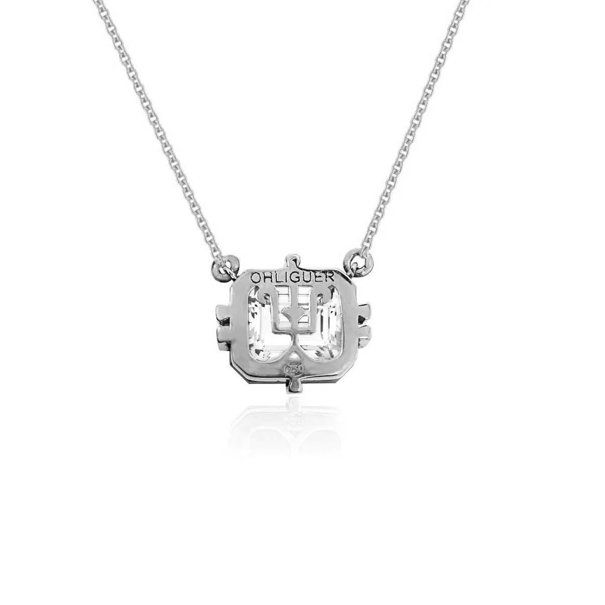 Bold Emerald cut Diamond Icon pendant in 18ct White Gold