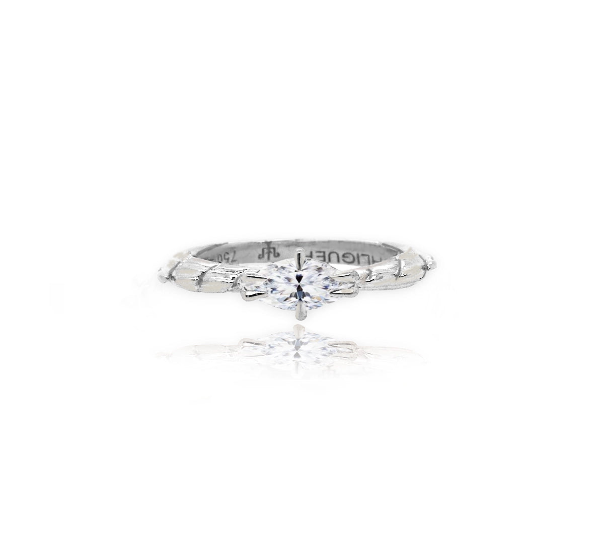 Marquis Croc Tail Horizontal set in 18ct White Gold