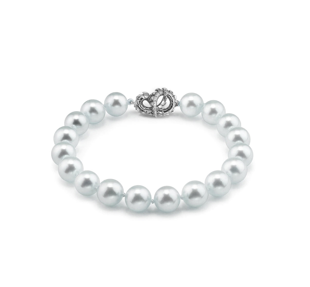 Lover's Croc Tail Cuff with Blue South Sea Pearls in 18ct White Gold with Diamonds