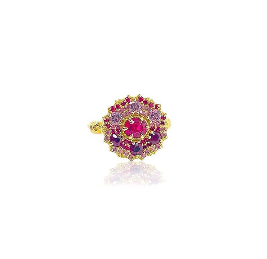 Ruby & Pink Sapphire Poppy Forget Me Knot ring