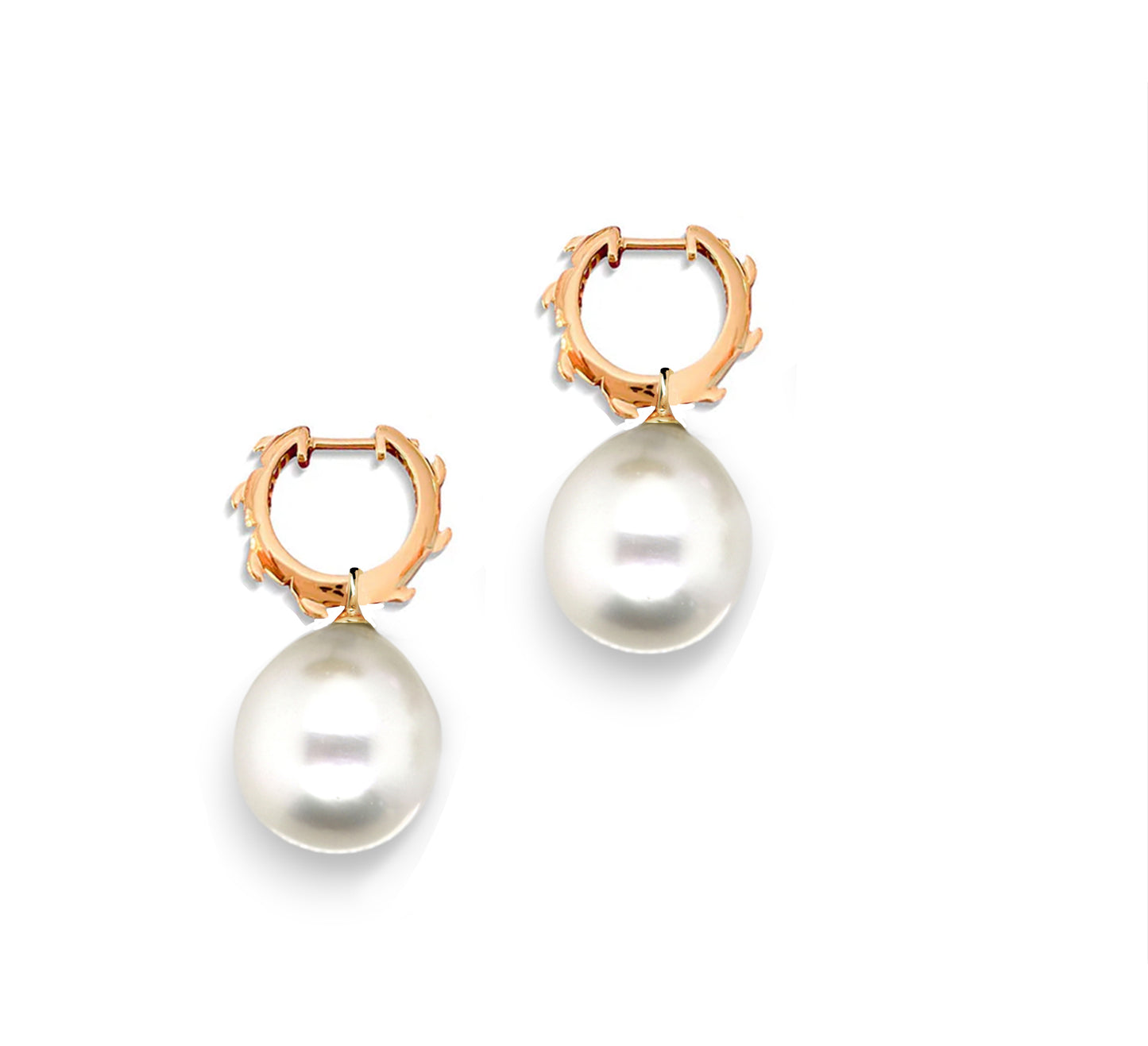 Croc Tail Huggies with South Sea Pearls in 18ct Rose Gold