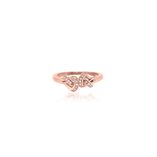 Diamond Double Love Knot ring in 18ct Rose Gold
