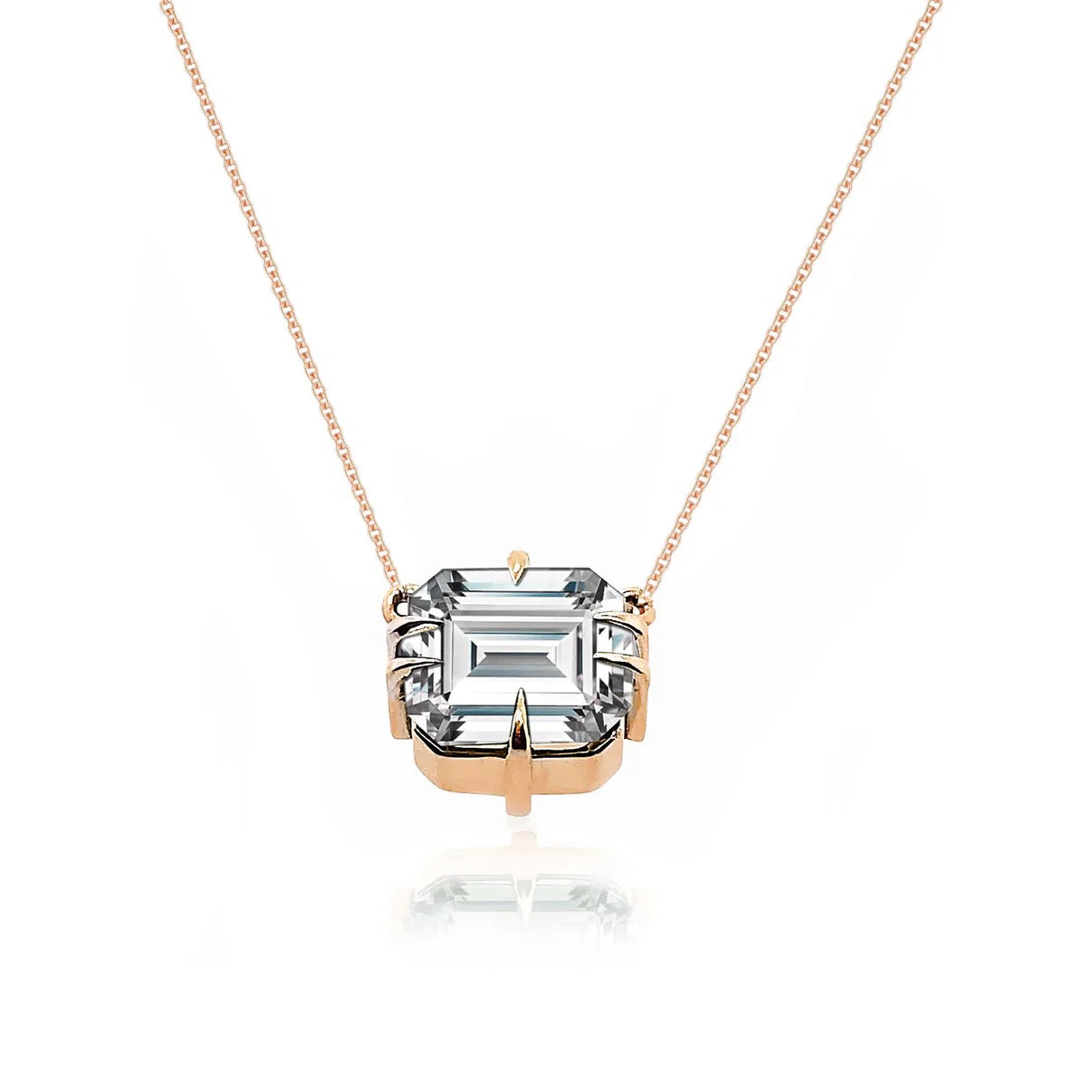Bold Emerald cut Diamond Icon pendant in 18ct Rose Gold