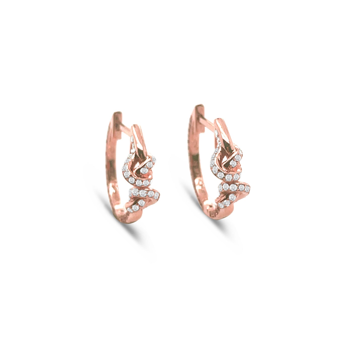 Double Knot Diamond Huggies in 18ct Rose Gold
