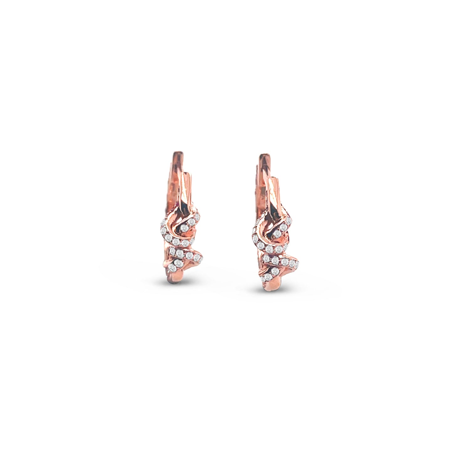Double Knot Diamond Huggies in 18ct Rose Gold