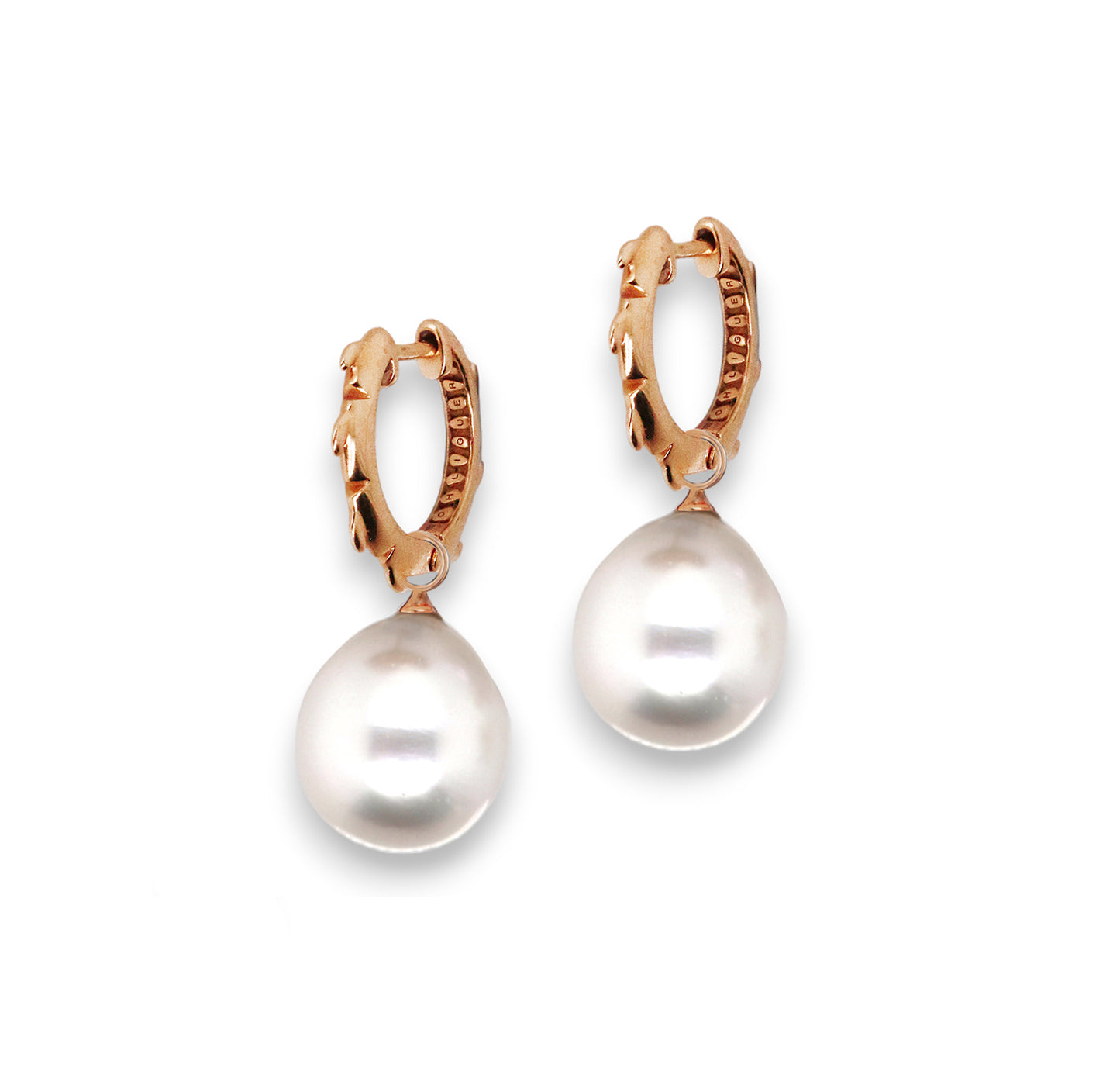 Croc Tail Huggies with South Sea Pearls in 18ct Rose Gold