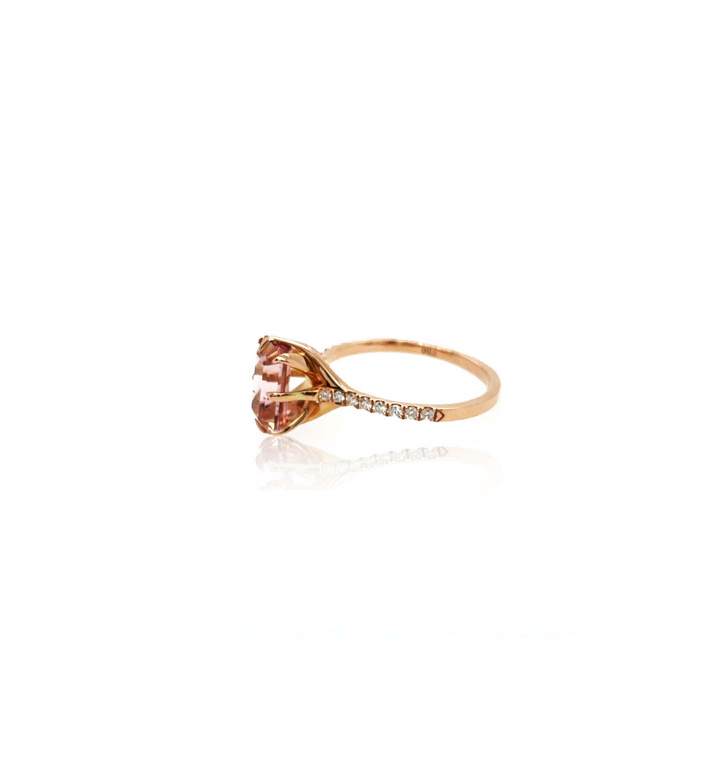 One of a Kind 2.06ct Blush Pink Tourmaline and diamond ring in 18ct rose gold