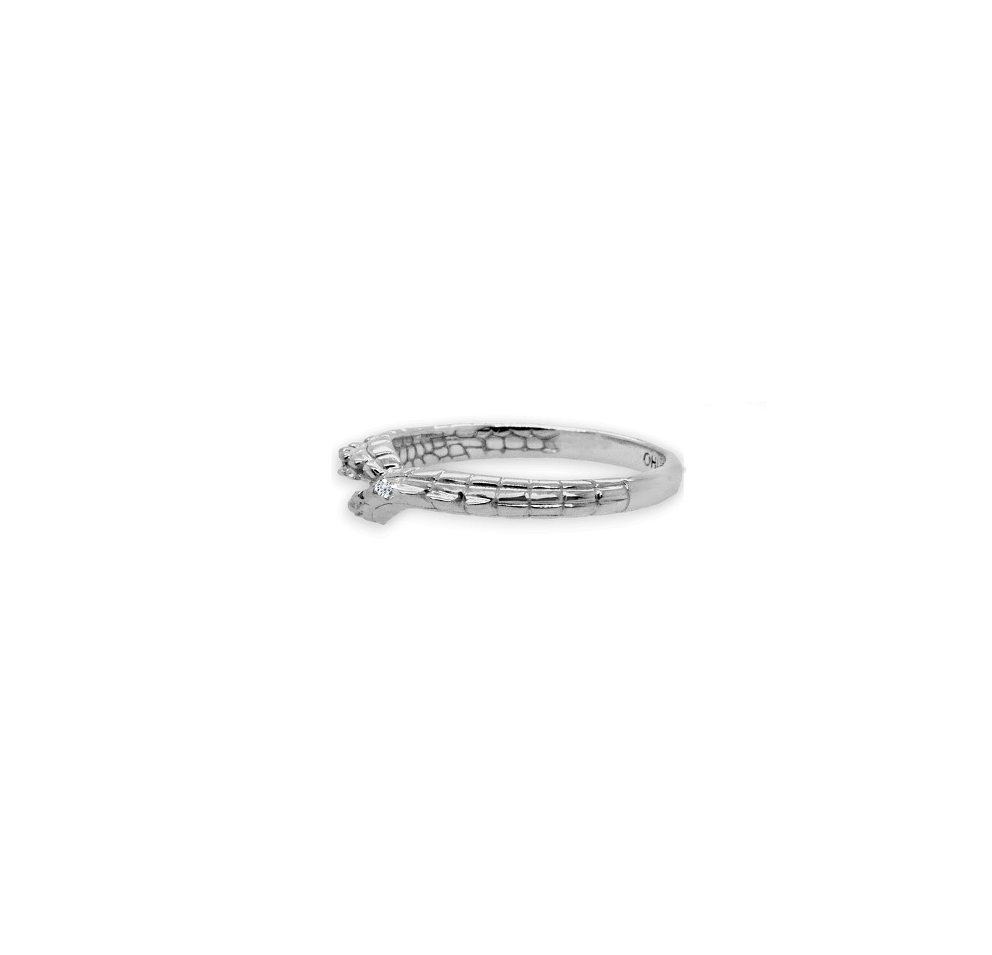 Croc Tail Ring Slender in 18ct White Gold & Diamonds