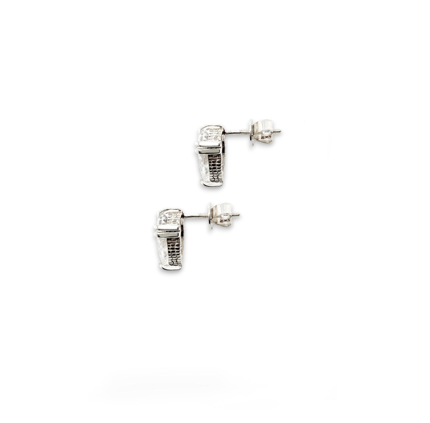 Icon Croc Pear Cut Diamond Stud Earrings in 18ct White Gold