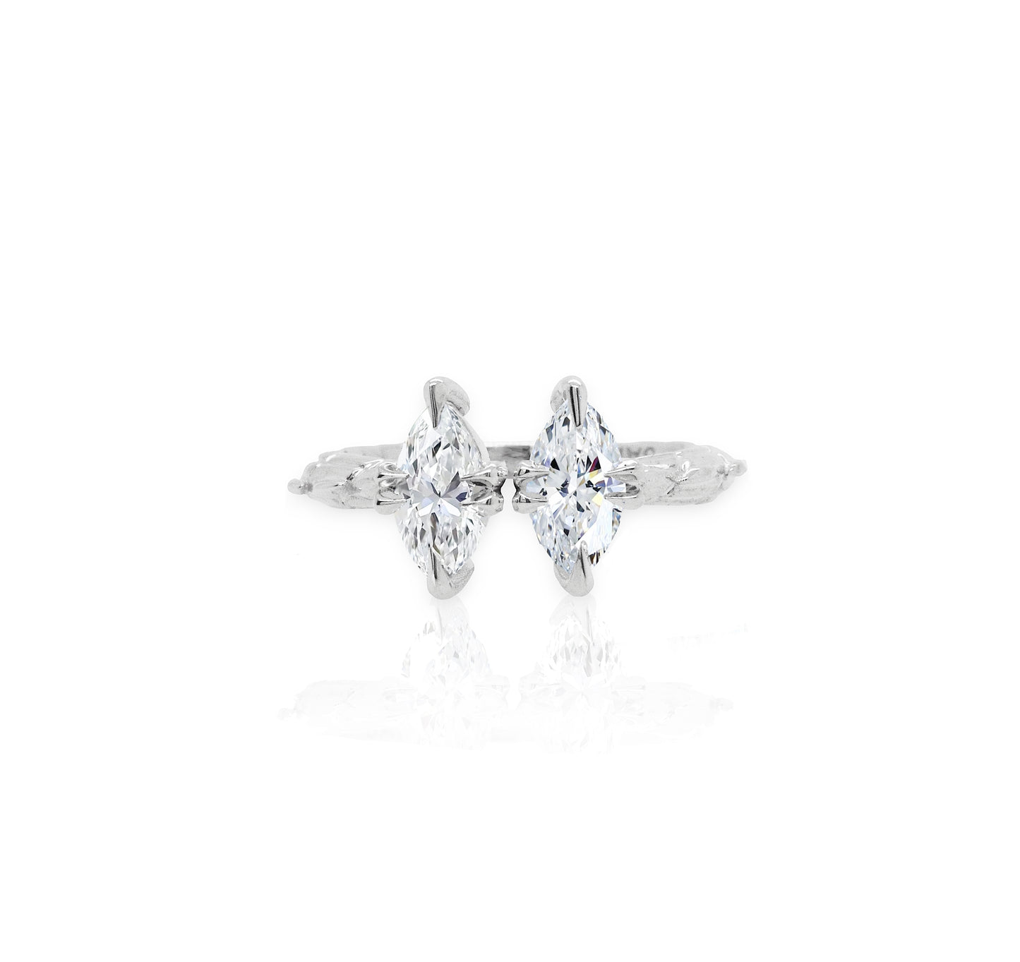 Toi E Moi Croc Tail Ring With Twin Marquis Cut Diamonds in 18ct White Gold