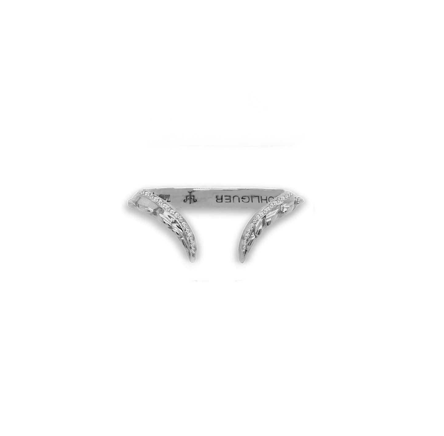 Croc Tail Forked Wedding Band in 18ct White Gold with Diamonds