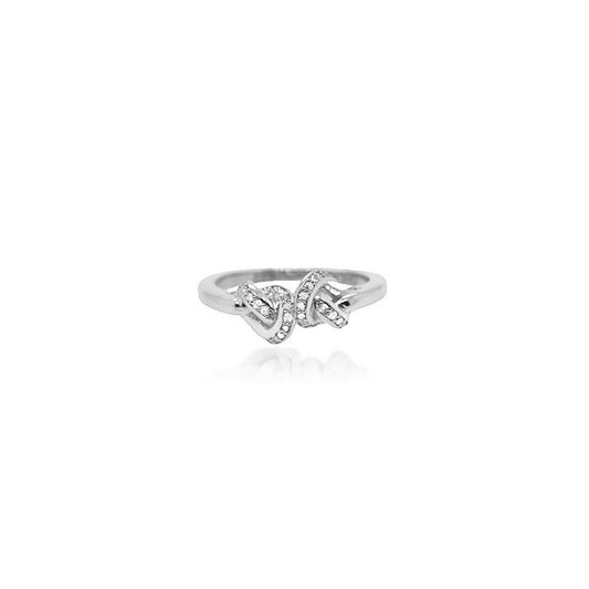 Diamond Double Love Knot ring in 18ct White Gold