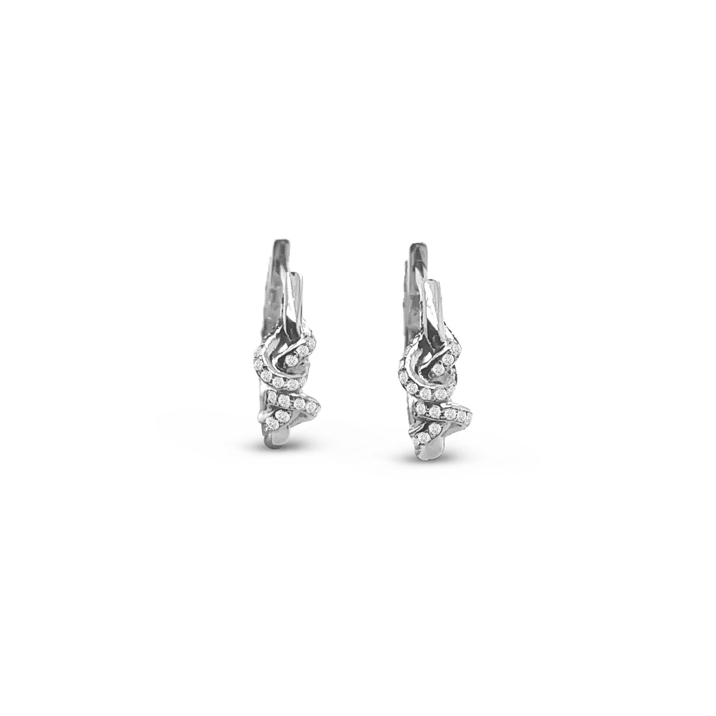 Double Knot Diamond Huggies in 18ct White Gold