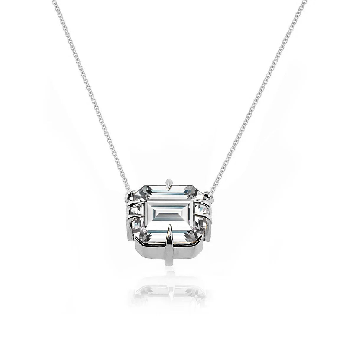 Bold Emerald cut Diamond Icon pendant in 18ct White Gold