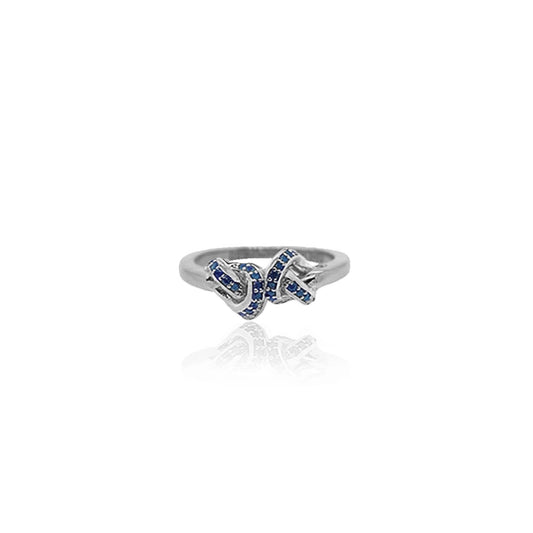 Sapphire Double Love Knot ring in 18ct Gold